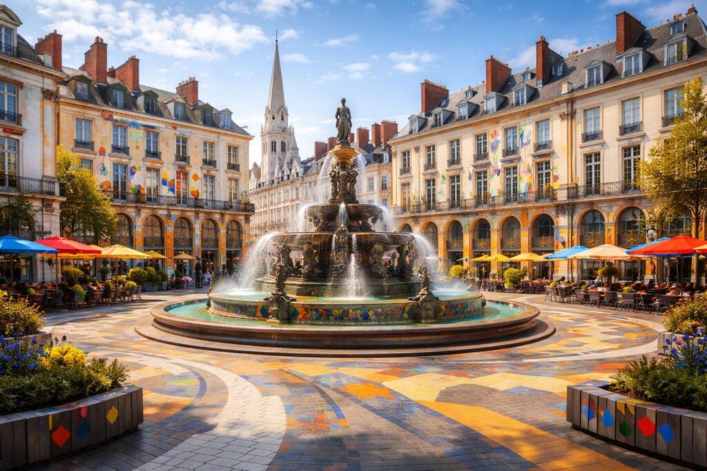 découvrez comment la place royale de nantes se métamorphose grâce à l'œuvre d'un artiste néerlandais, mêlant art et patrimoine au cœur de la ville.